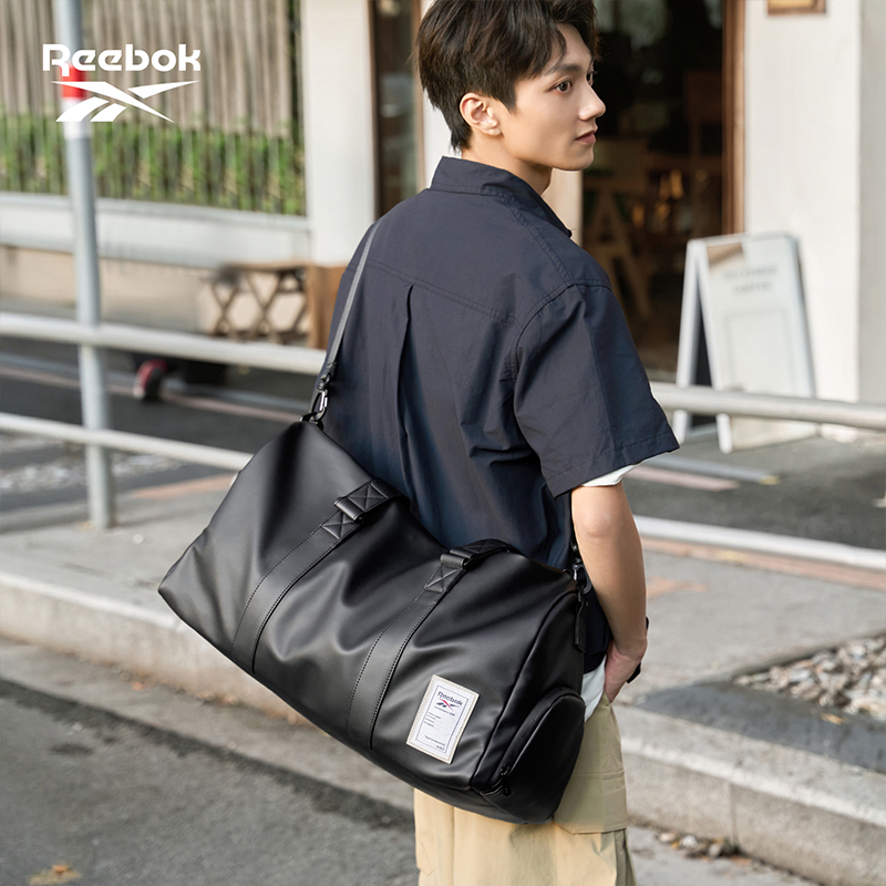 Men Shoes Reebok - 리복 대용량 블랙 가죽 더플백 남녀