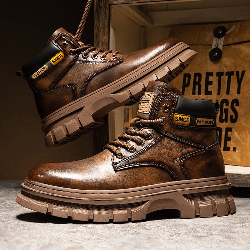 Winter Boot Insulated - 빈티지 남성 플랫폼 앵클 부츠 가을