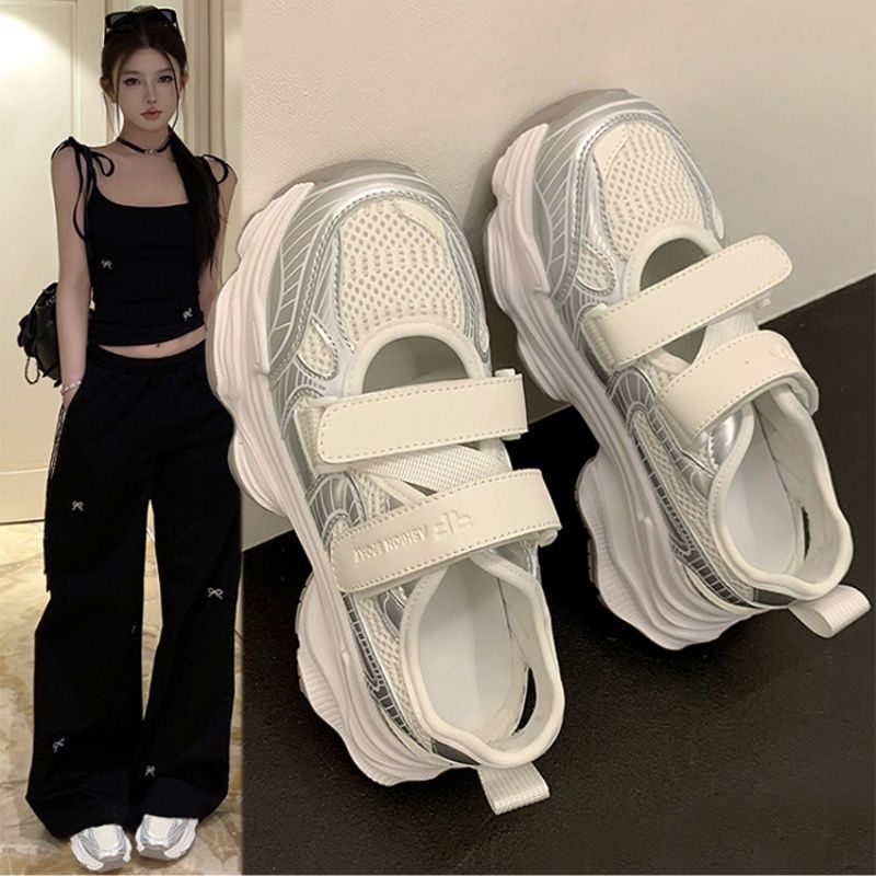 Sandal Sport Outdoor - 메탈릭 실버 속이 빈 플랫폼 샌들