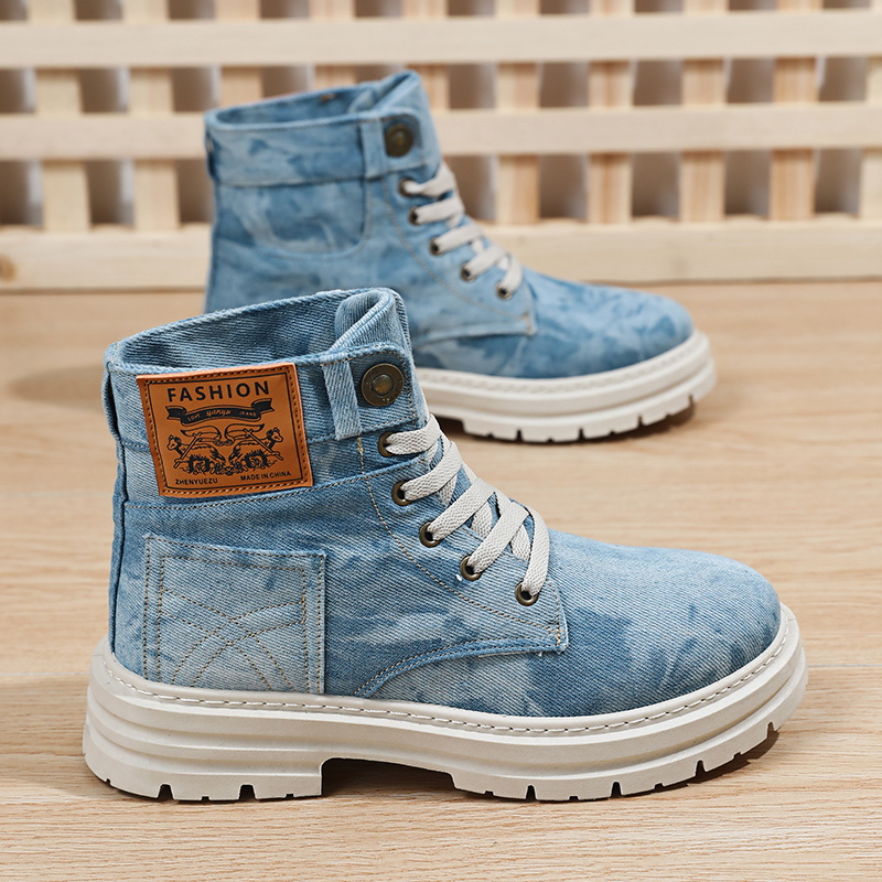 Men'S Shoes Grip - 세탁 가능한 타이다이 데님 하이탑 스니커즈,