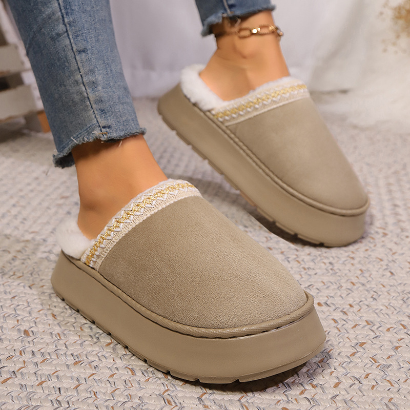 Men'S Shoes Grip - 여성용 겨울용 따뜻한 털 슬리퍼, 실내용
