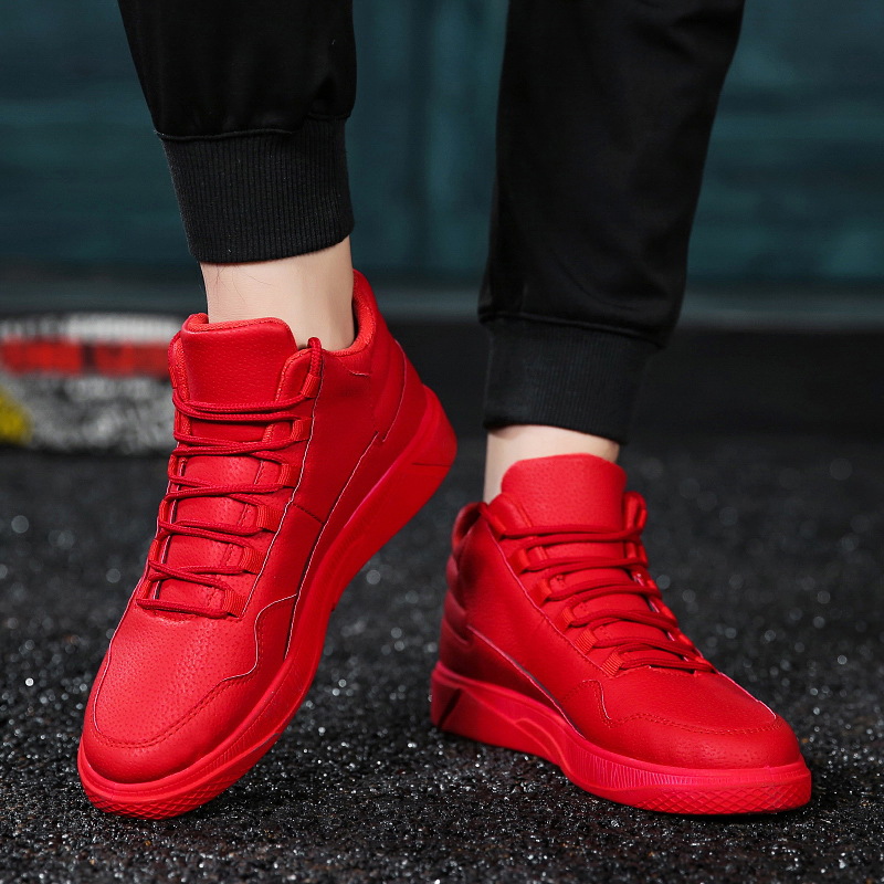 따뜻한 남성용 레드 하이탑 가죽 스케이트 신발 플랫 레 - Men'S Shoes Grip 리뷰 및 가격