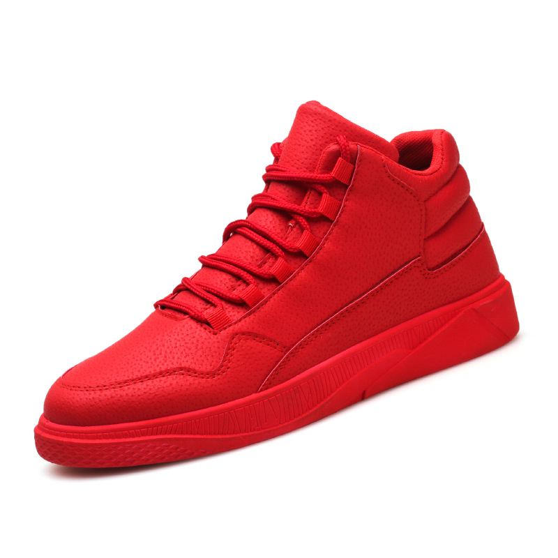 따뜻한 남성용 레드 하이탑 가죽 스케이트 신발 플랫 레 - Men'S Shoes Grip 리뷰 및 가격
