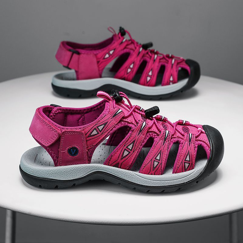 여성용 고급 천연 가죽 스포츠 샌들, 야외 여행용 폐쇄 - Sandal Sport Outdoor 리뷰 및 가격