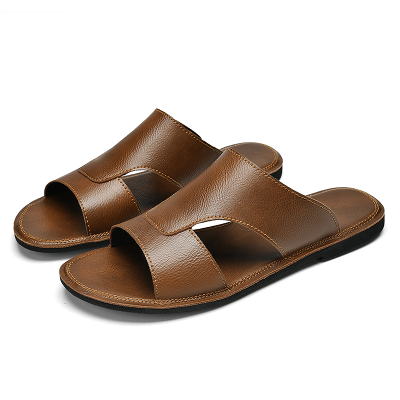남성용 블랙 브라운 플랫 힐 PU 아웃도어 비치 슈즈  - Men Shoes Black 리뷰 및 가격